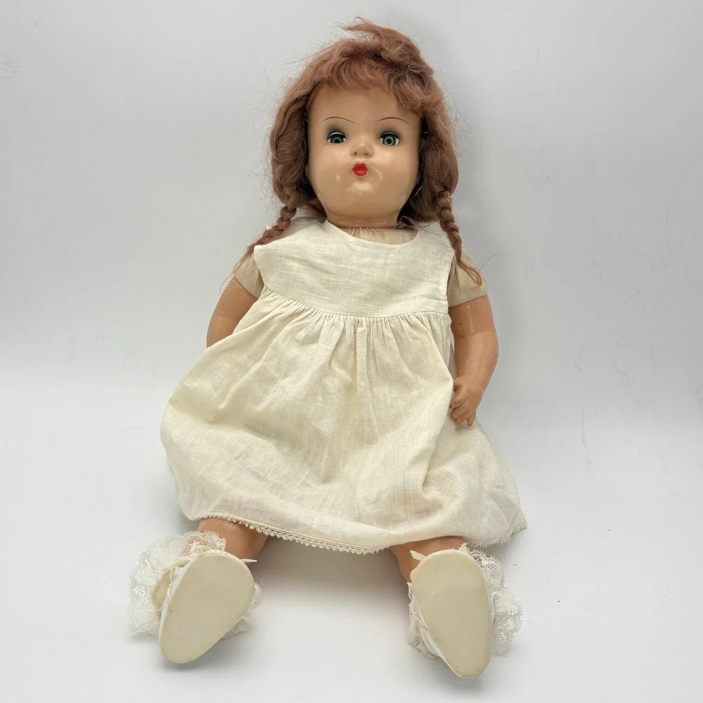 Vintage 1930s Mama Doll Composition Cloth Body Sleep Eyes Antique 20